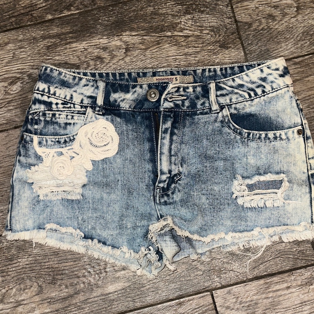 Highway Jeans Blue Distressed Jean Shorts